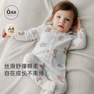 长袖 Oak 新生婴儿和式 新品 连体衣宝宝衣服弹力爬服 Family秋季