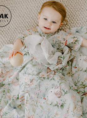 Oak Family新生婴儿包巾盖毯夏季襁褓双层纱布新生儿宝宝包单裹巾