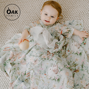 Oak 襁褓双层纱布新生儿宝宝包单裹巾 Family新生婴儿包巾盖毯夏季
