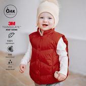 Oak Family秋冬新年红色夹棉马甲加厚宝宝保暖儿童外套外穿背心