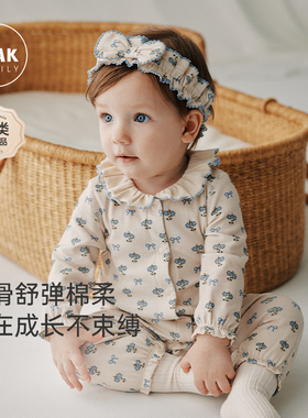 Oak Family秋季新品新生宝宝和式连体衣长袖棉柔亲肤婴儿爬服