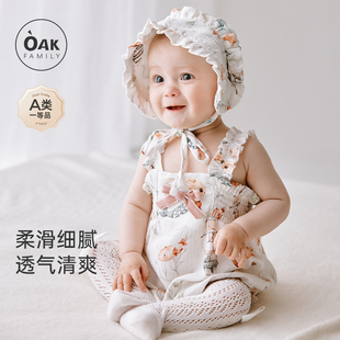 夏季 Oak 宝宝吊带包屁衣无袖 新品 儿童女三角爬服吊带背心 Family