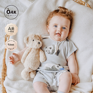 莫代尔新生婴儿男女宝宝衣服爬服 连体衣夏季 Oak Family婴儿短袖