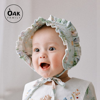 Oak Family新生儿胎帽艾草竹棉婴儿护卤门帽宝宝夏季薄款满月帽子
