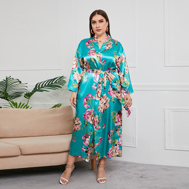 长袖睡衣加大码家居睡袍