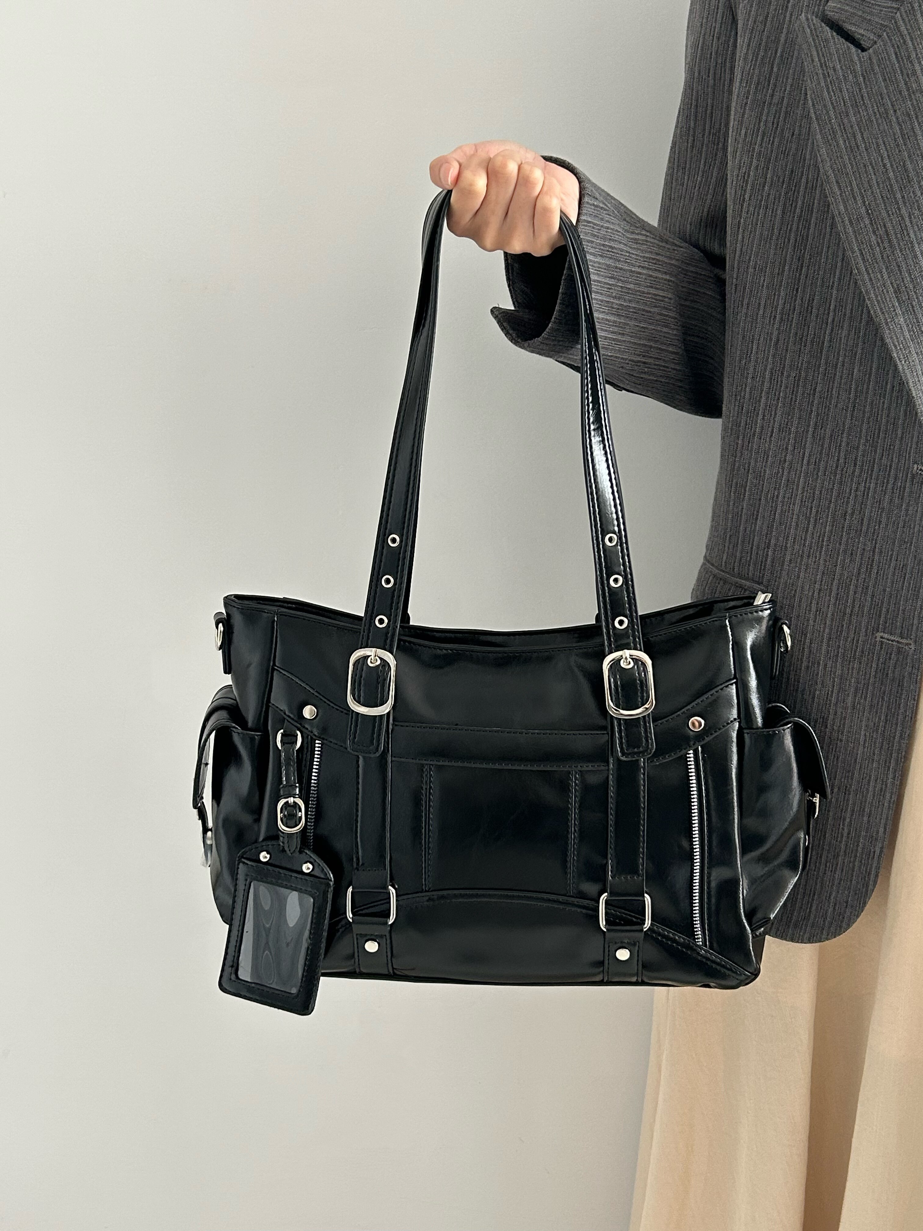 thumbnail for Niche retro sweet cool y2k hot girl biker bag new versatile large capacity tote bag commuter shoulder crossbody bag