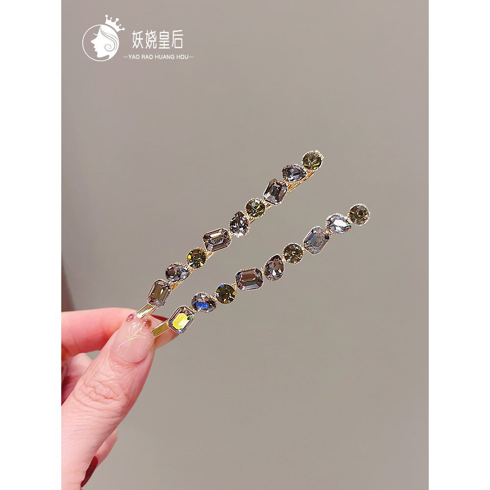 复古水钻百搭气质一字夹时尚侧边碎发刘海对夹高级感发夹发卡头饰