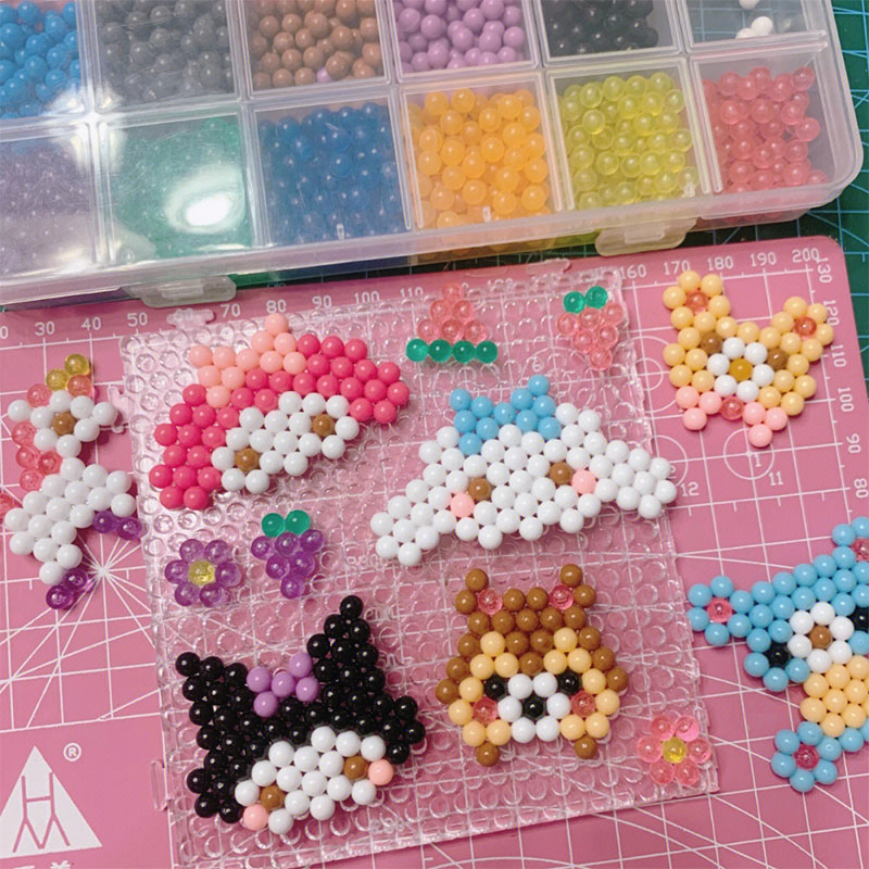 益智儿童女水雾魔珠喷水玩具幼儿园环创手工三丽鸥拼豆魔法珠挂件