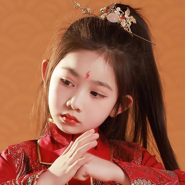 儿童汉服女童头饰女童古装古风配饰公主流苏发夹唐装发饰发冠头钗
