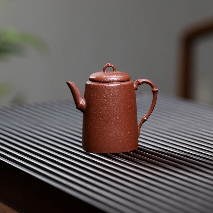 金钟竹宜兴紫砂壶红降坡小容量80cc手工小壶高雅清秀家用送礼佳