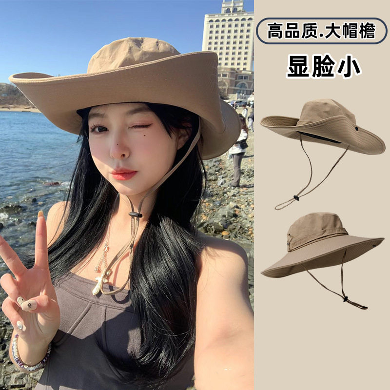 西部牛仔帽男渔夫帽女爬山沙漠防晒帽户外露营遮阳帽子徒步登山帽