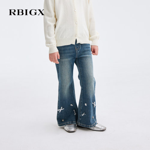 RBIGX女童珠片微喇牛仔裤