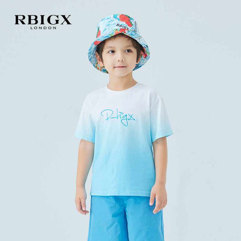 RBIGX瑞比克童装夏季新款渐变扎染儿童帅气潮流短袖T恤