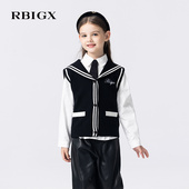 水手领针织柔软水手领柔软舒适马甲 新款 RBIGX瑞比克童装 秋季