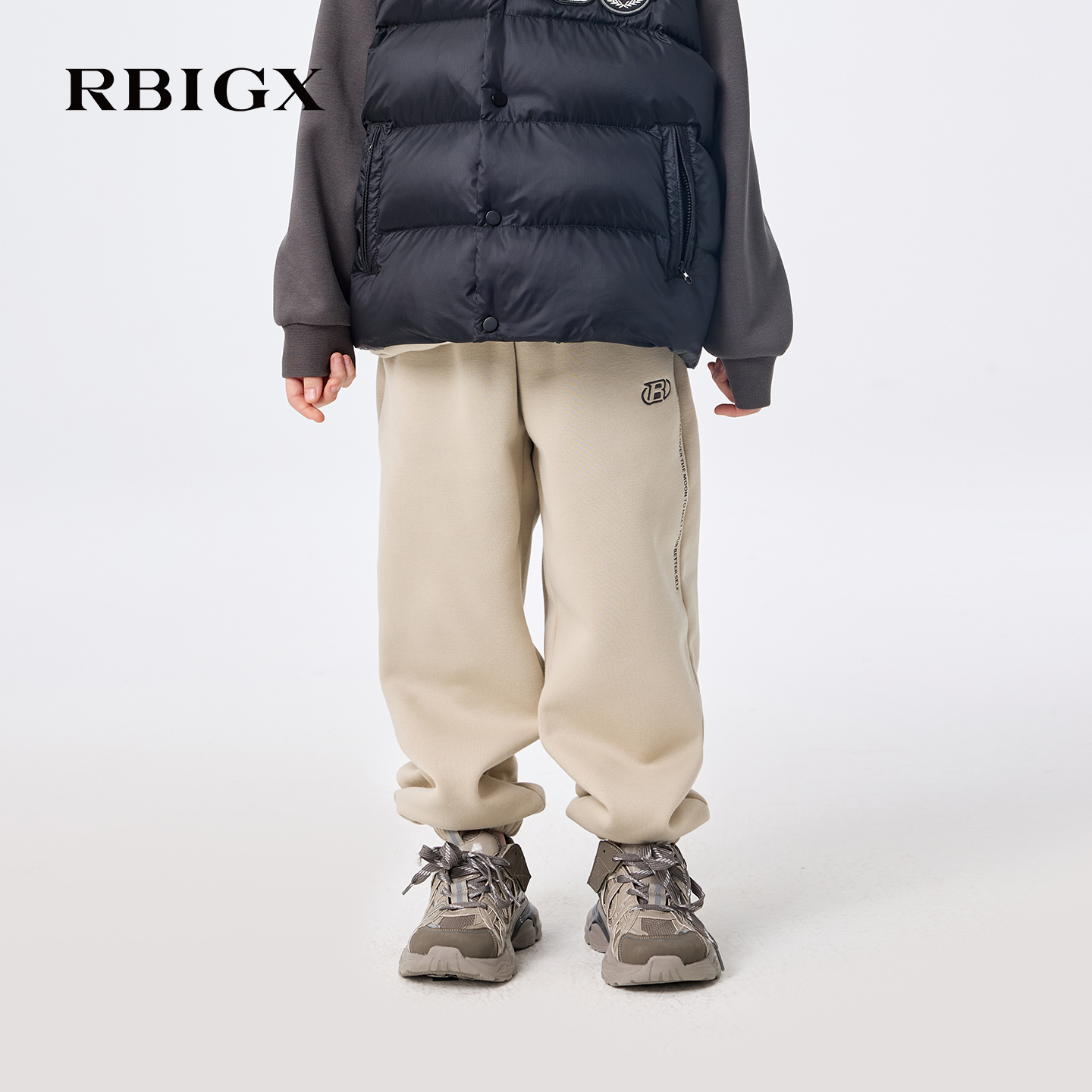 【商场同款】RBIGX瑞比克童装2025冬季新款宽松束脚口保暖运动裤