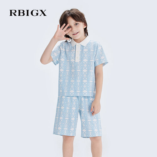 RBIGX瑞比克童装夏季新款印花POLO衫百搭贵族帅气儿童短袖