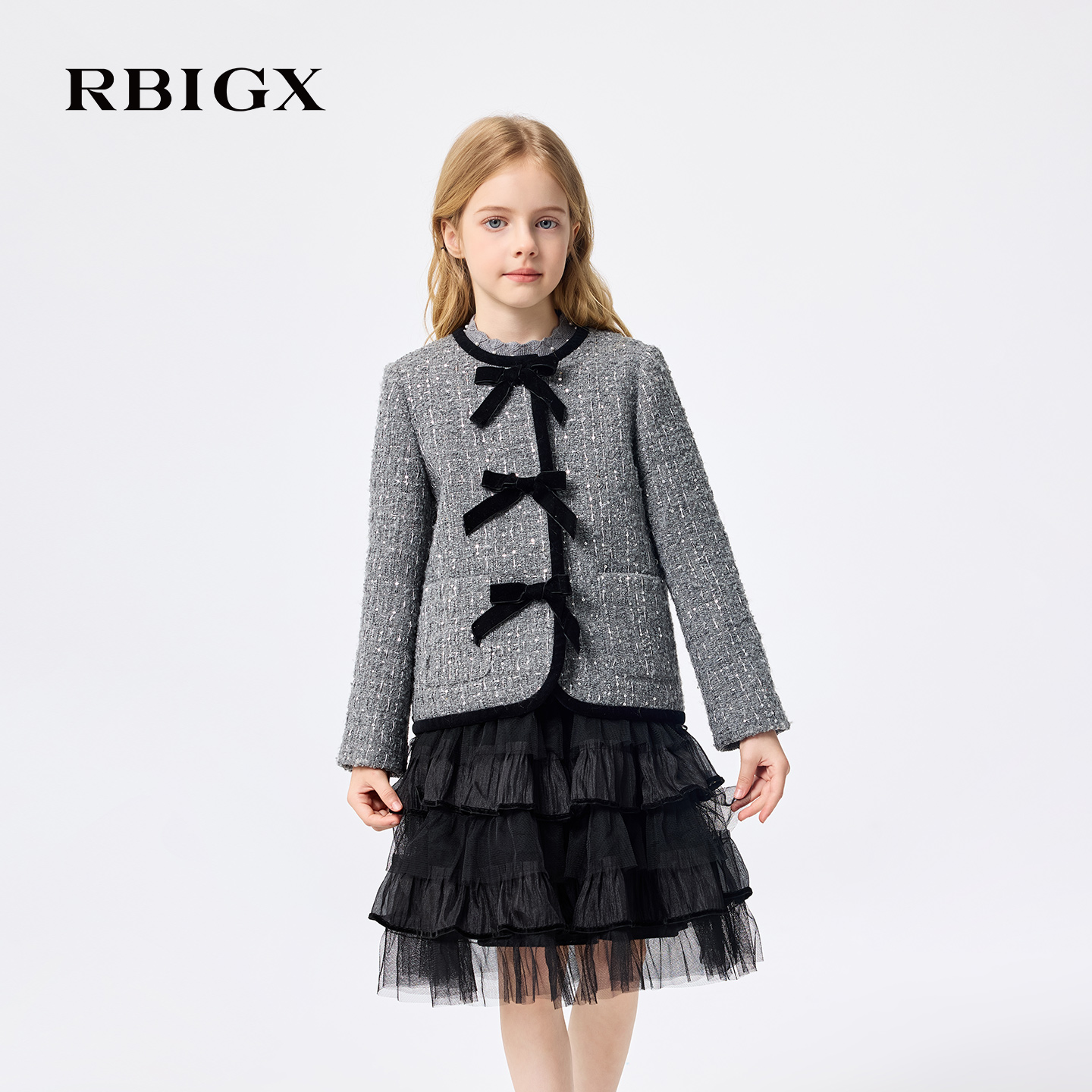 【商场同款】RBIGX瑞比克童装2025冬季新款粗花呢法式甜美外套