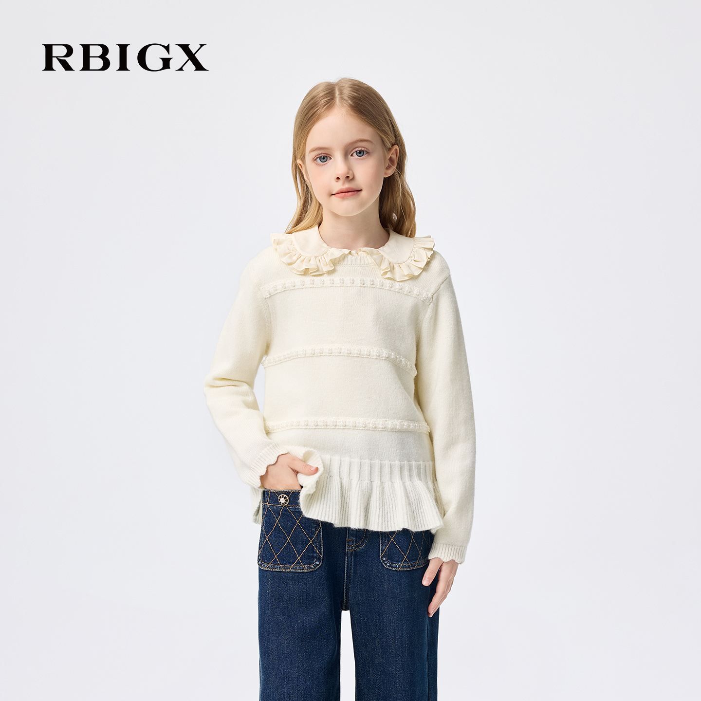 【商场同款】RBIGX瑞比克童装2025冬季小香风甜美套头毛衫针织衫