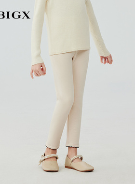 RBIGX瑞比克童装2025冬季新款女童纯色百搭弹力撞色保暖打底裤