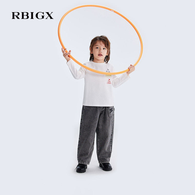 RBIGX瑞比克童装春秋新款柔软亲肤设计感百搭休闲牛仔裤