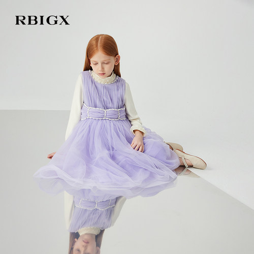 RBIGX瑞比克冬季新款珍珠织带礼服轻奢贵族设计感公主连衣裙