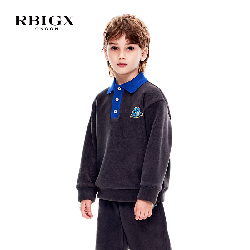 RBIGX瑞比克童装冬季新款男童趣味宽松休闲百搭洋气绣花卫衣