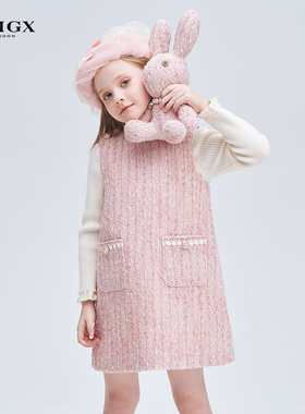 RBIGX瑞比克童装秋冬女童公主裙甜美洋气连衣裙粉色小香风背心裙