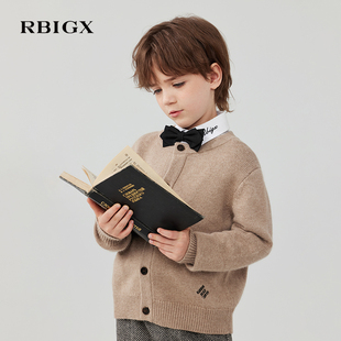 RBIGX瑞比克童装2025冬季新款羊绒圆领针织开衫
