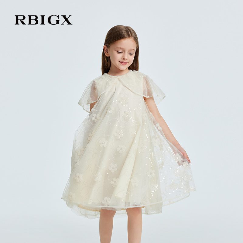 【商城同款】RBIGX瑞比克童装2025夏季珠片绣花礼服公主裙连衣裙