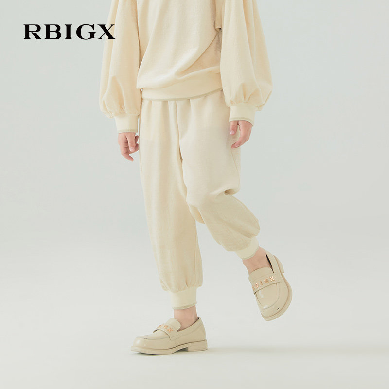 RBIGX瑞比克童装秋季烫金丝绒简约百搭潮流百搭裤子休闲运动裤