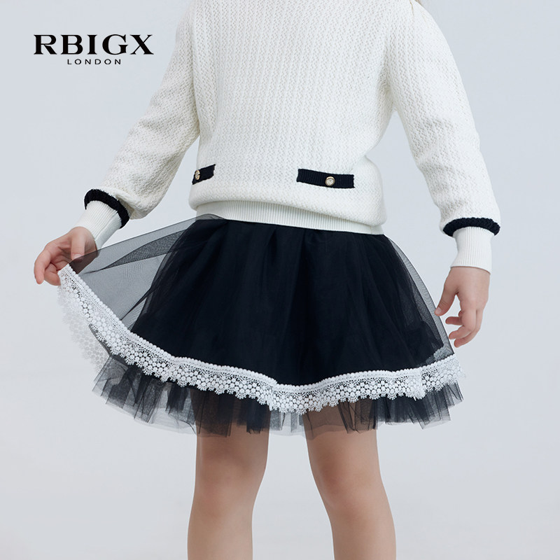 RBIGX瑞比克童装秋季新款女童潮流百搭休闲裙子撞色花边纱裙,童装/婴儿装/亲子装,半身裙,淘宝优惠券,粉丝福利购,淘宝优惠卷
