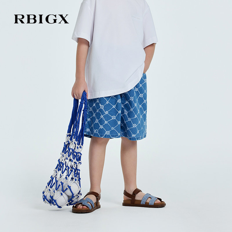 RBIGX瑞比克夏男童花版短裤纯棉宽帅气松休闲裤新款潮流裤子