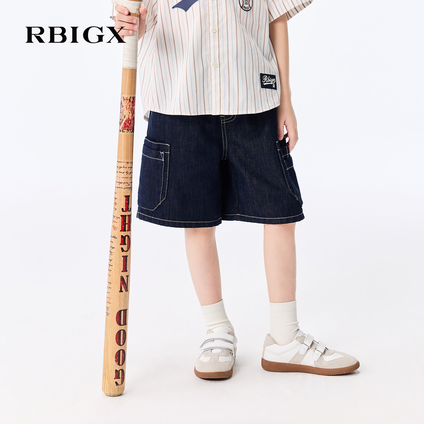 【商城同款】RBIGX瑞比克26夏新款男童夏季休闲五分裤牛仔蓝中裤