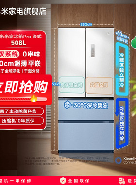 小米米家双系统60cm超薄508L法式双开四门大容量冰箱政府补贴