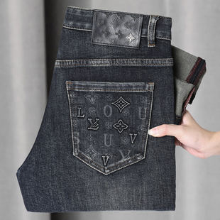 欧洲站品牌男装高端牛仔裤男修身小脚秋冬新款时尚潮流奢侈品裤子