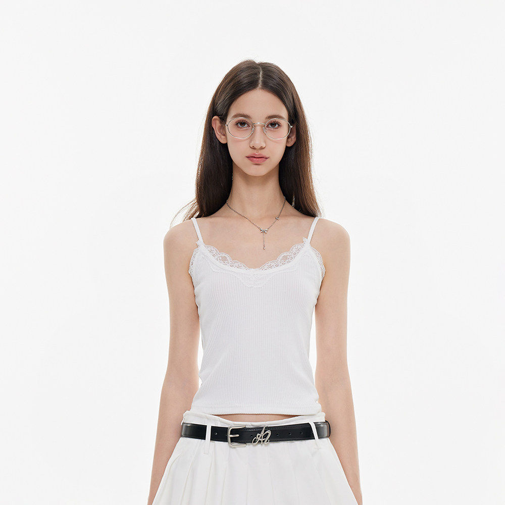 Azmi简约蕾丝花边吊带背心女春秋季新款修身显瘦内搭打底衫上衣服