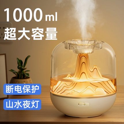 2025年新款加湿器家用卧室办公室桌面无线孕妇婴儿空气精油香薰氛围灯小型迷你夜灯宿舍学生大雾量容量可定制