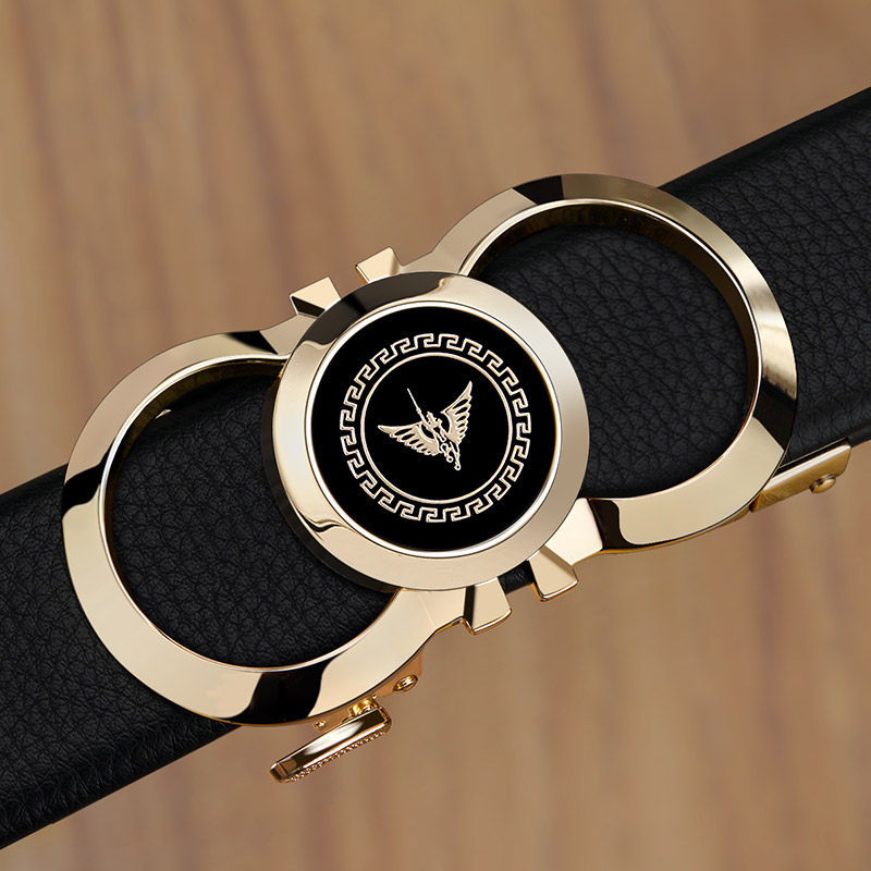 保罗皮带男士真皮自动扣头层纯牛皮腰带高档百搭年轻人新款裤带潮