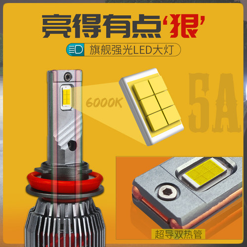 旗舰双铜管可选三色强光LED大灯