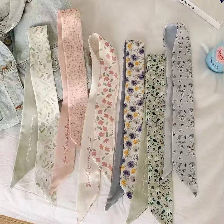 早春新款碎花丝巾韩系小清新扎发