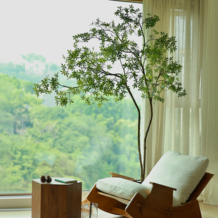 森空间仿真绿植高端轻奢别墅室内客厅落地装饰复古风格黄荆树植物