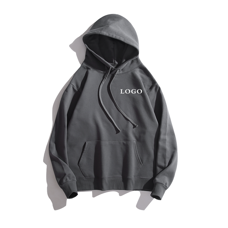 美式重磅宽松连帽卫衣定制印logo工作服团体帽衫刺绣文字定做diy