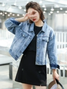 Mùa xuân và mùa thu bf lỏng áo khoác denim ngắn 2019 mùa thu mới của phụ nữ Hàn Quốc giản dị thời trang áo sơ mi hoang dã - Áo khoác ngắn