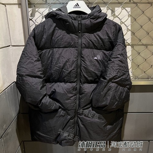 阿迪达斯梭织保暖连帽羽绒服外套