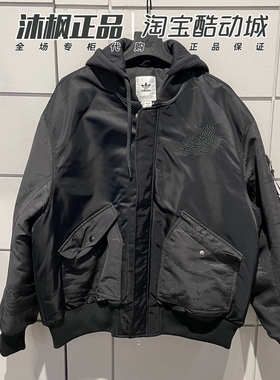 阿迪达斯三叶草男棉服24龙年CNY新年款保暖连帽外套IX4232 IX4233