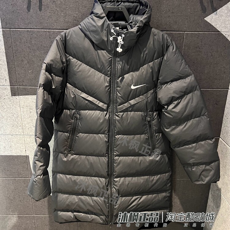 耐克男中长款连帽运动休闲羽绒服