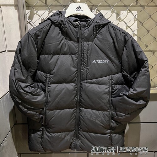 阿迪达斯鹅绒保暖连帽羽绒服外套