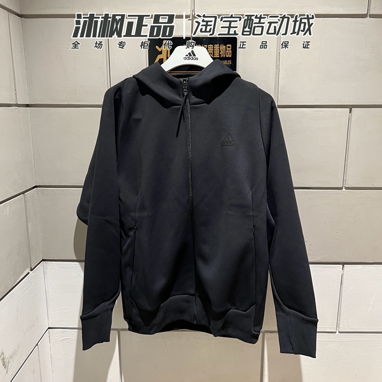 Adidas男子防风连帽休闲保暖夹克