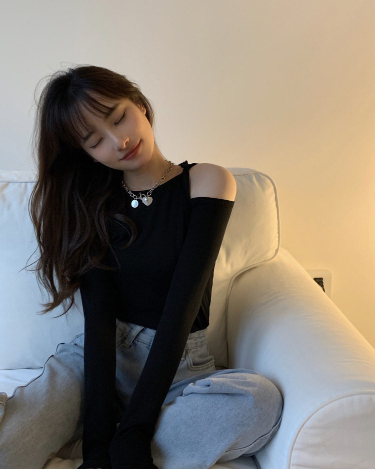 配牛仔裤 工装裤 高腰裤搭配的上衣服女卡腰小衫洋气短款长袖t恤