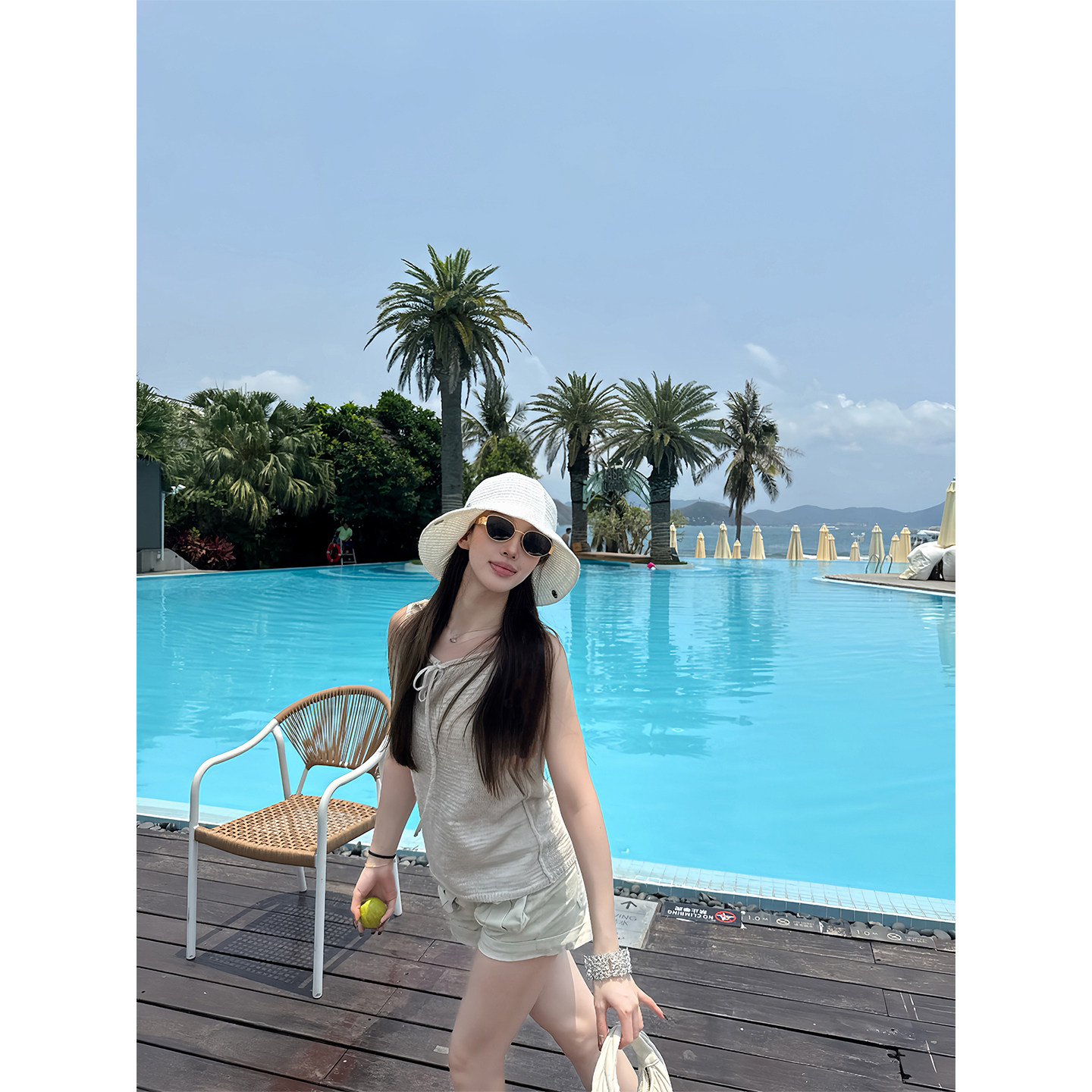 Iamgm顾铭思轶 薄茶梦境 韩系针织背心系带抽绳叠穿无袖上衣夏季